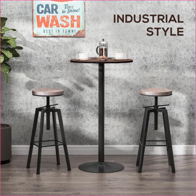 Table basse HOMcom Rustic de 42 po de hauteur avec plateau en bois d'orme et structure en acier industriel
