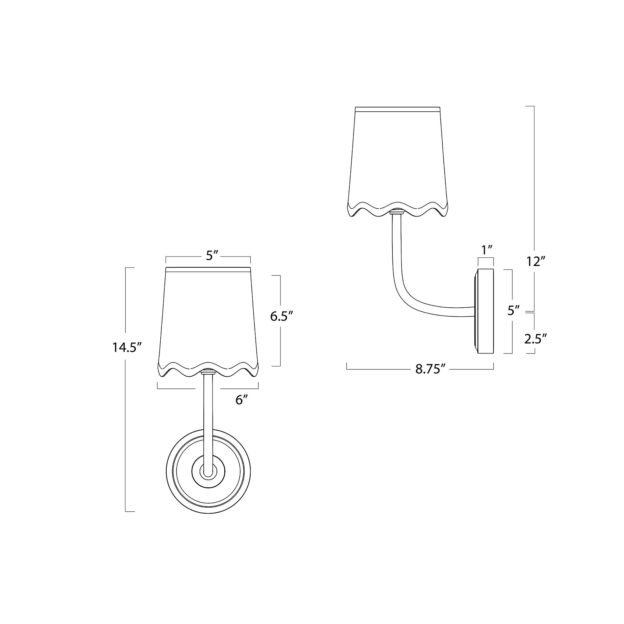 Ariel Single Light Dimmable Armed Sconce, Polished Nickel
