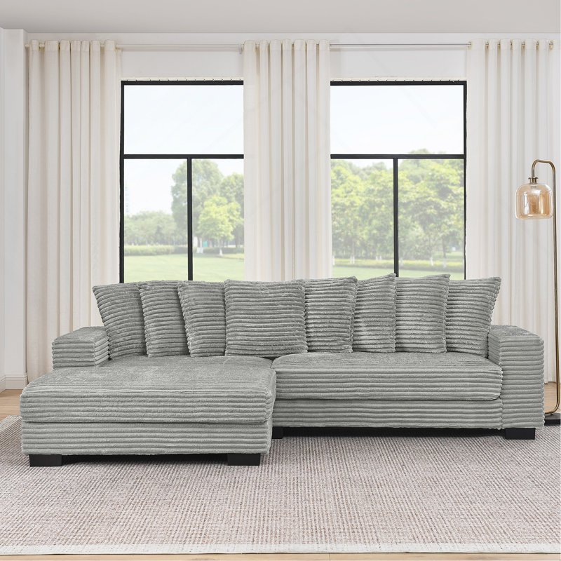 Canapé-lit modulaire rembourré en velours côtelé Corduroy, Gris