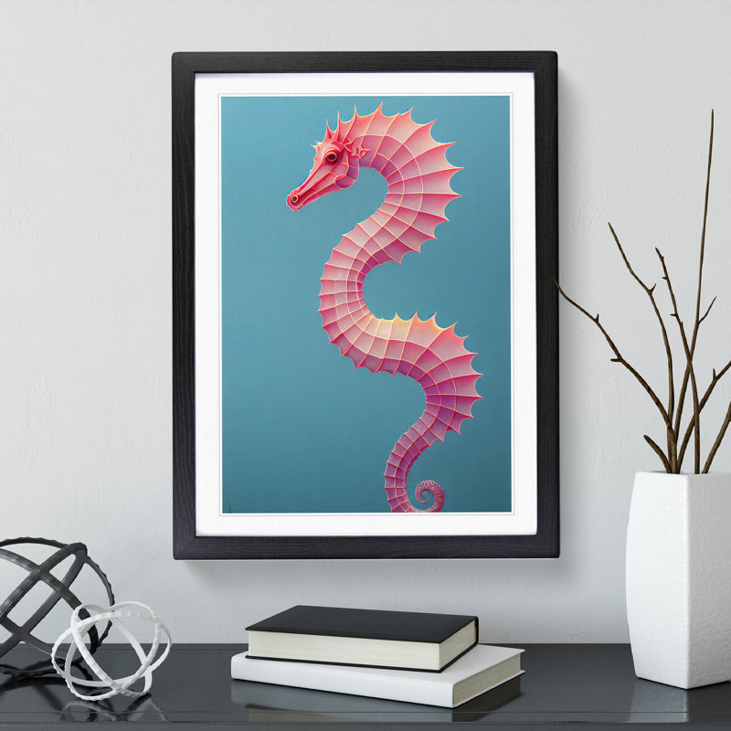 Profile Of A Seahorse No.2 - Single Picture Frame Print, Black Framed, 64cm H x 46cm W x 2cm D