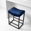 Tabouret de bar Portales, pieds noirs brossés et tissu bleu marine