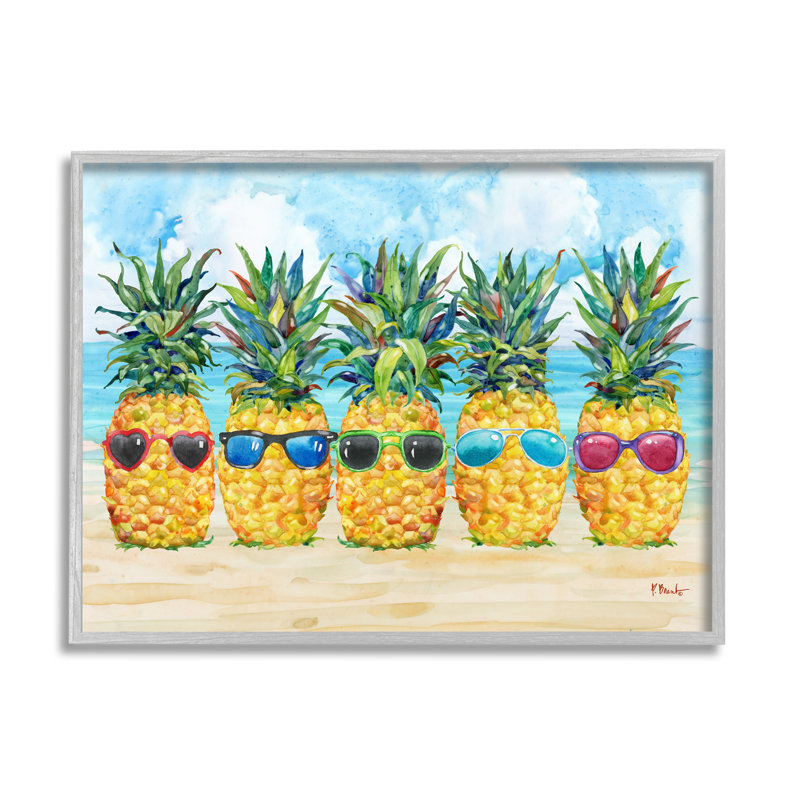 Colorful Pineapples with Sunglasses Canvas Print, 30" x 24"