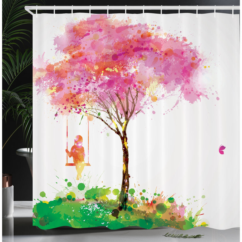 Shower Curtain with Hooks Included, 70"H x 69"W