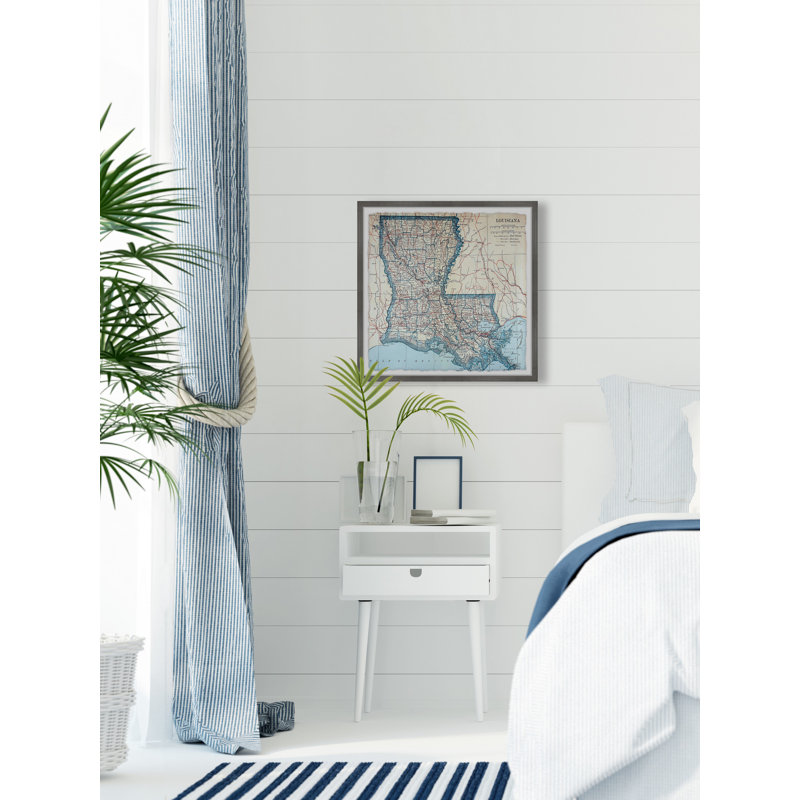 «Blue Louisiana Map», impression encadrée, H 12 po x l 12 po x P 1,5 po