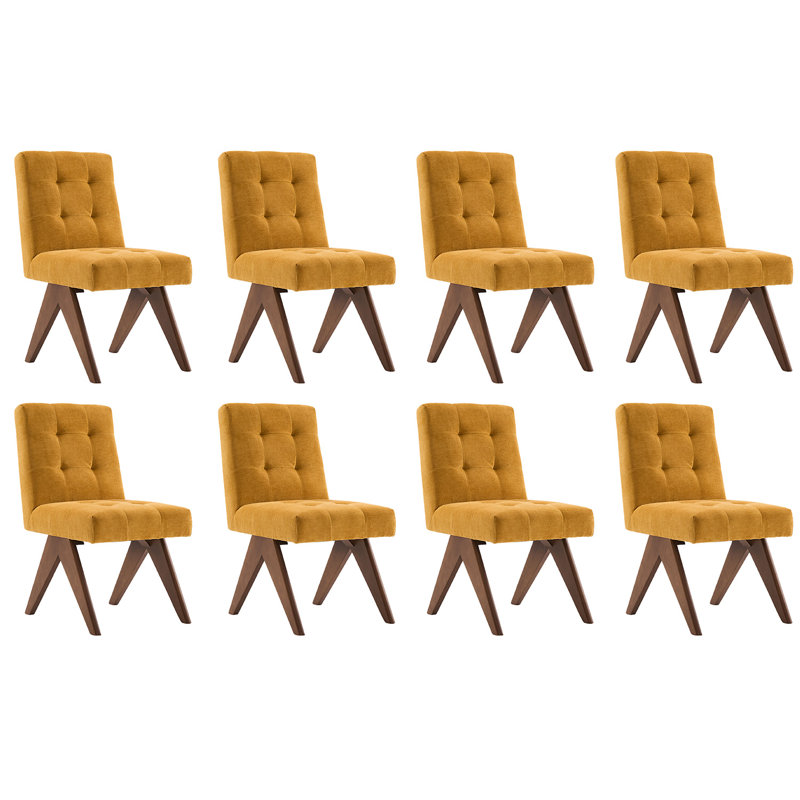 Chaise de meuble-lavabo moderne rembourrée en tissu Linen, Jaune