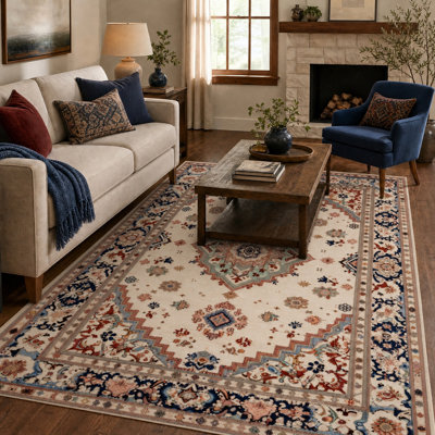  Tapis oriental doux en polyester antidérapant en terre cuite lavable à la machine à motif de tapis en terre cuite pour tapis de salle à manger de 40 x 64 po