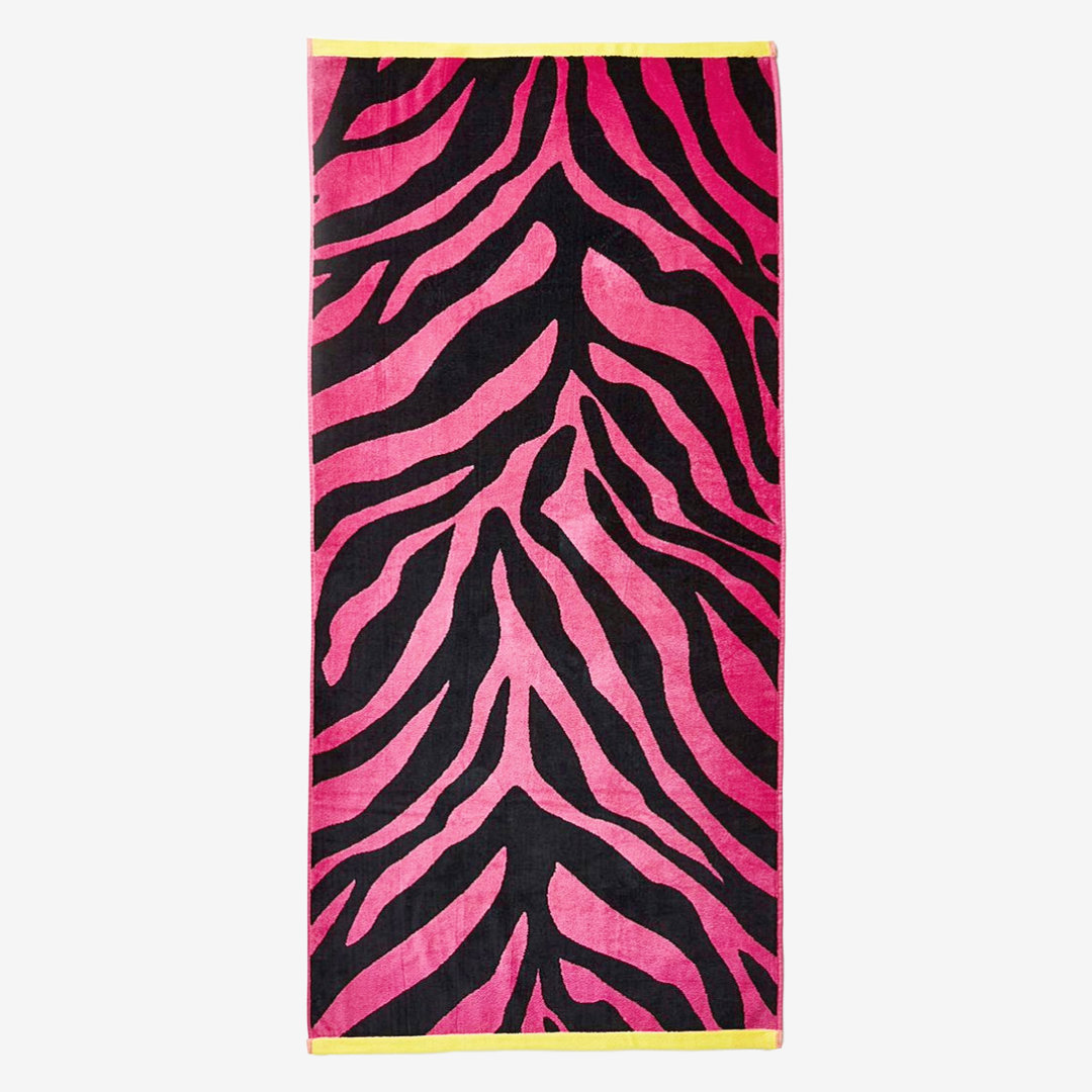Jumbo Zebra Print XL Beach Towel Pink 100% Cotton Supersoft Absorbent 80 x 180cm - Image 4