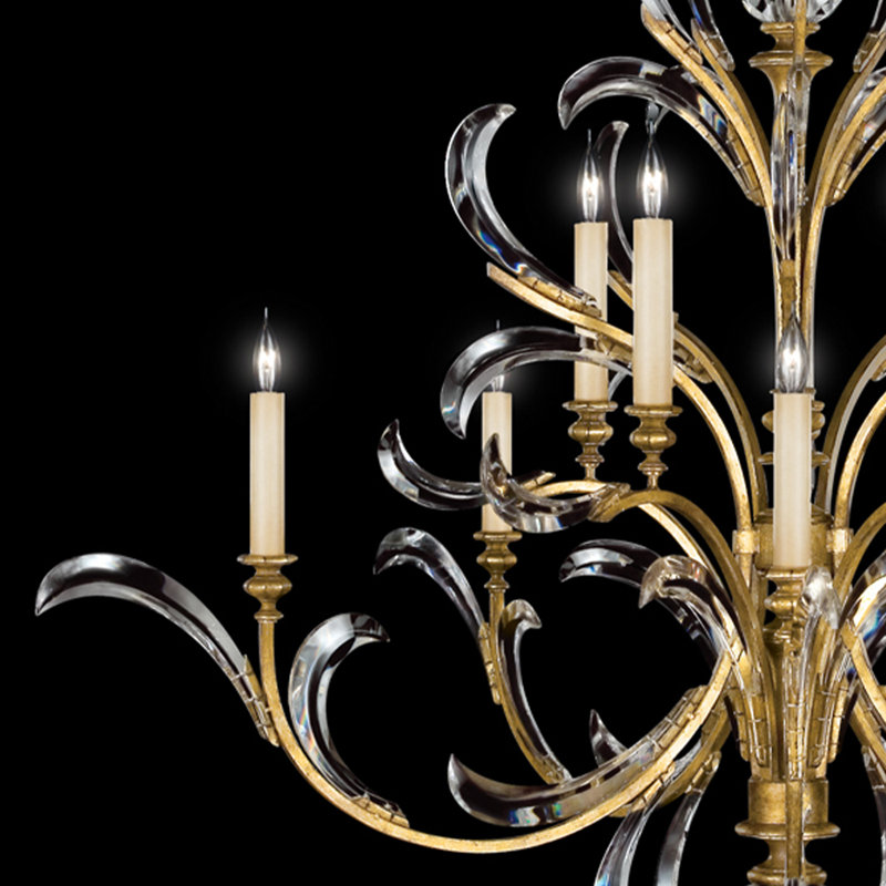 Lustre rond biseauté 56 po, Or