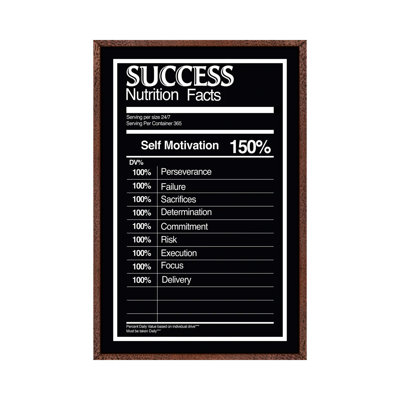 Nutrition Facts Success - BW 1 Piece Wall Art on Canvas