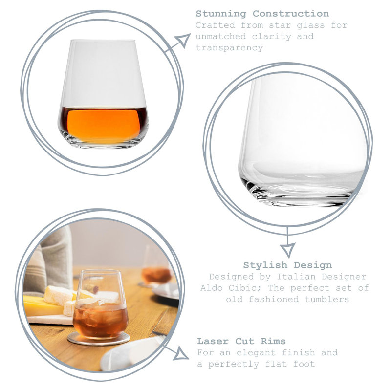 Inalto Uno Stemless Wine Glasses, 12, 450ml
