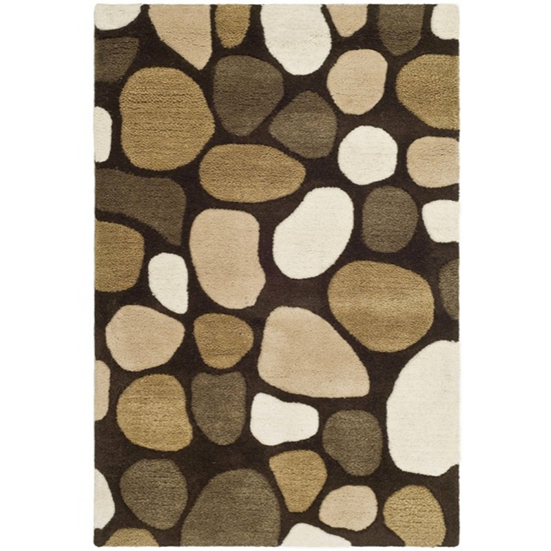 Tapis Soho capitonné à la main en laine et viscose abstrait, Rectangle 7 pi 6 po x 9 pi 6 po