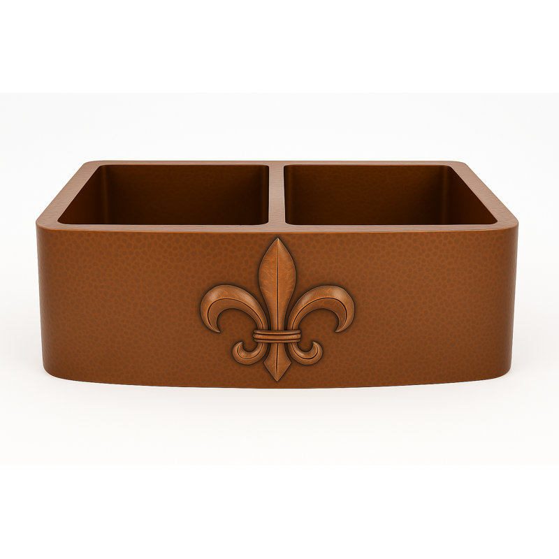 Trent Austin Design Tiverton 530mm W Double Bowl Copper Kitchen Sink
