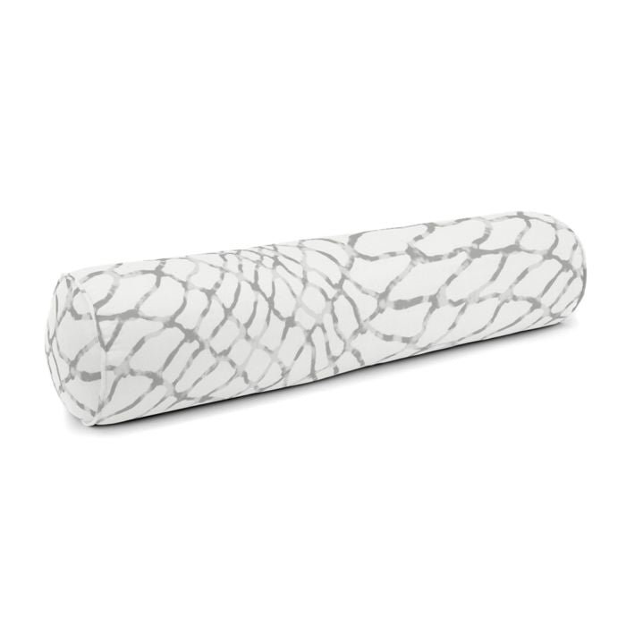 Linen Bolster Pillow Cover & Insert, 8" x 24", Gray/White