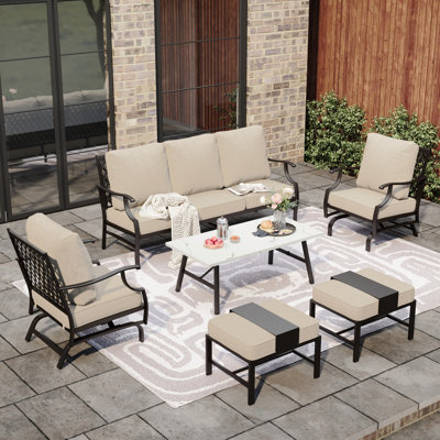 Tapasi 5-7 - Person Patio Conversation Set with Rocking Lounge Chairs & Optional Ottoman
