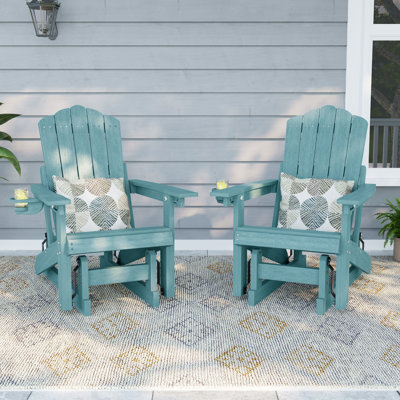 Fauteuil oscillant Adirondack avec dossier réglable à 3 positions, fauteuil à mouvement fluide pour le patio, siège en PEHD aspect bois pour le patio, la piscine et la cour