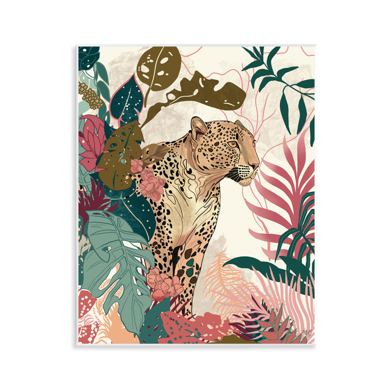 «Cheetah Tropical Leaf», art mural par Fab Funky