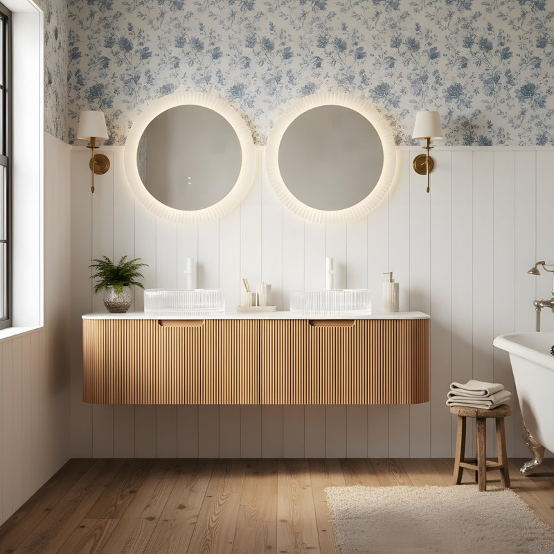 Wall mounted bathroom cabinet with drawer