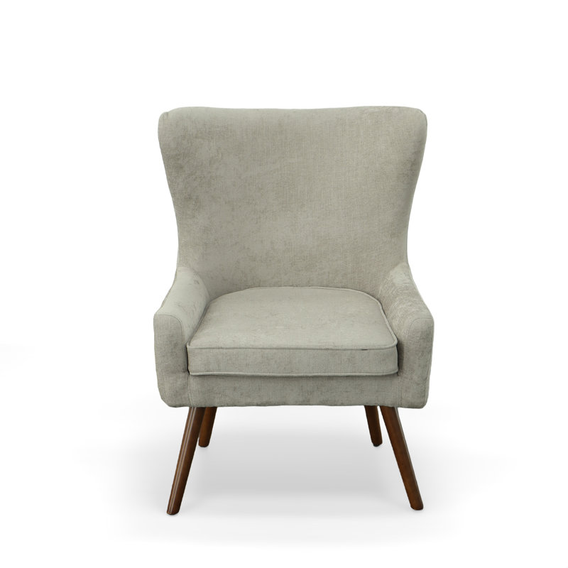 Élégante chaise d'appoint beige 28 po avec design à oreilles confortable, Chenille grise
