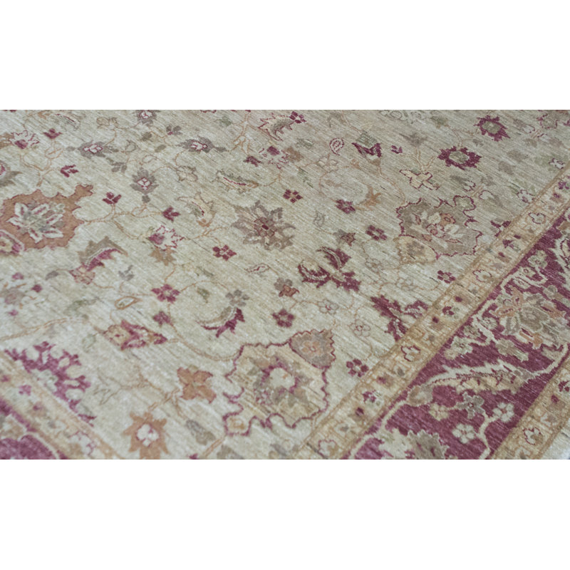 Hand-Knotted High-Quality Red and Green Area Rug