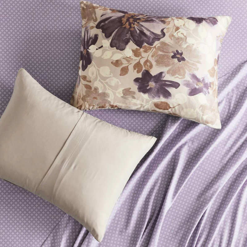 Édredon floral pour lit très grand en taupe - Microfibre douce et légère avec et draps, ensemble froissé