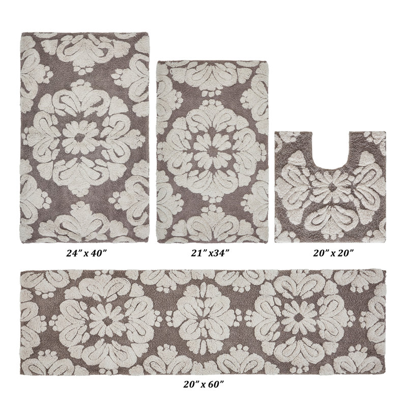 Chemash Premium-Quality 100% Cotton Super Absorbent Machine Washable 4 Piece Bathroom Rug Set, Beige