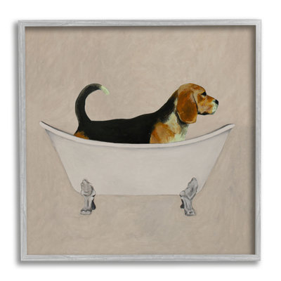 «Beagle In Tub Bathroom Pet on Wood» par Coco De Paris, peinture