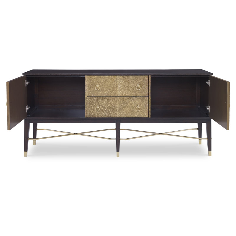 Seneca 72'' Black and Gold Wood Sideboard with Storage