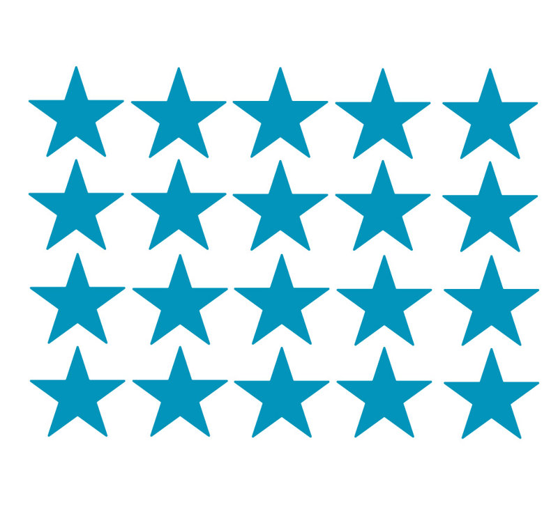 Décalcomanie murale étoiles americana, H 24 po x l 33 po x P 0,01 po, Bleu sarcelle