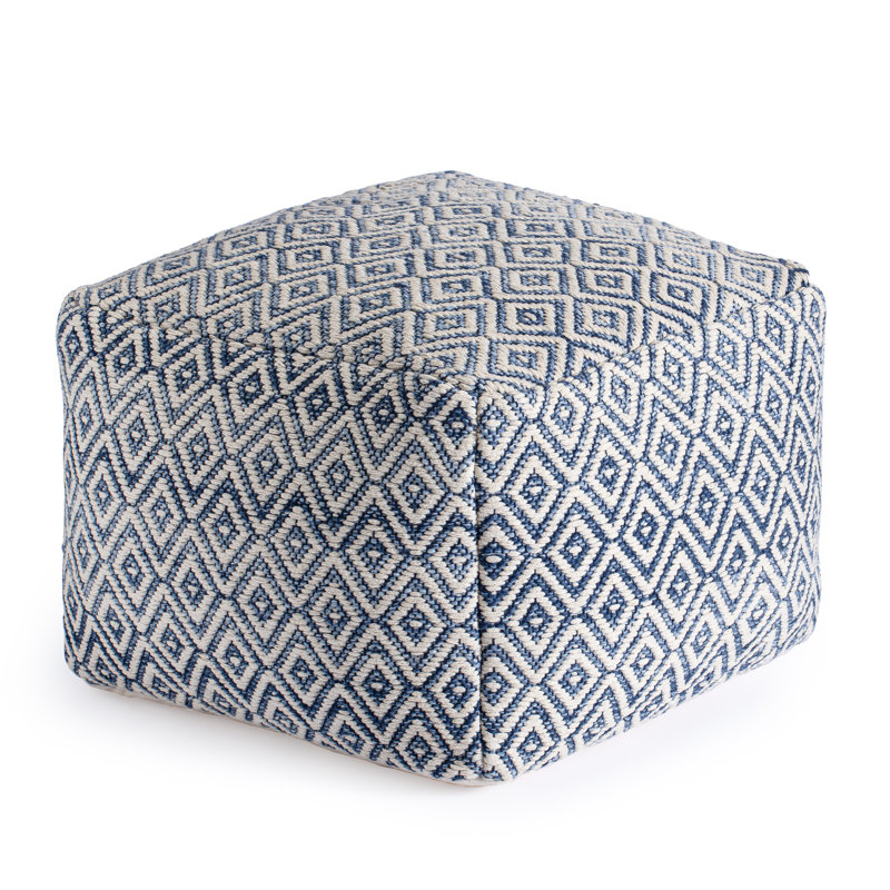 Flintridge Upholstered Pouf, Blue/Black