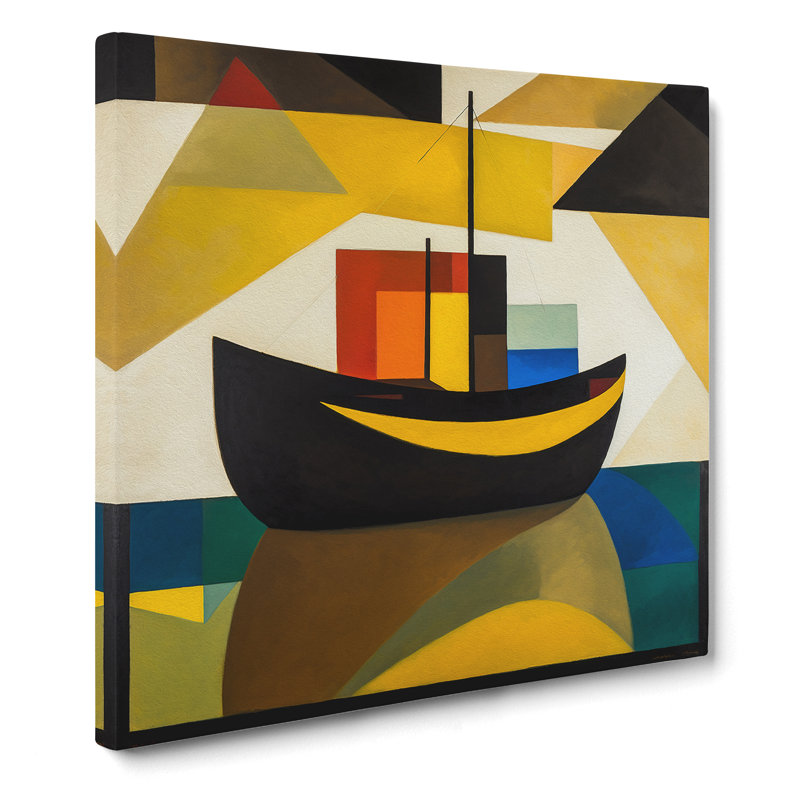 Boat On A Lake Suprematism No.1 - Wrapped Canvas - Framed Print, 50cm H x 50cm W x 3cm D