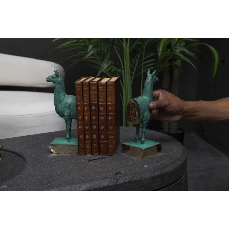 Llamas Decorative Bookends In Casted Bronze, Set Of 2, By Andean, In Stock