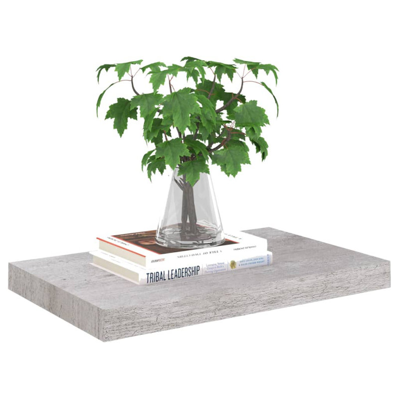 Blye 4 Piece Floating Shelf, 3.8cm H x 50cm W x 23cm D, Grey