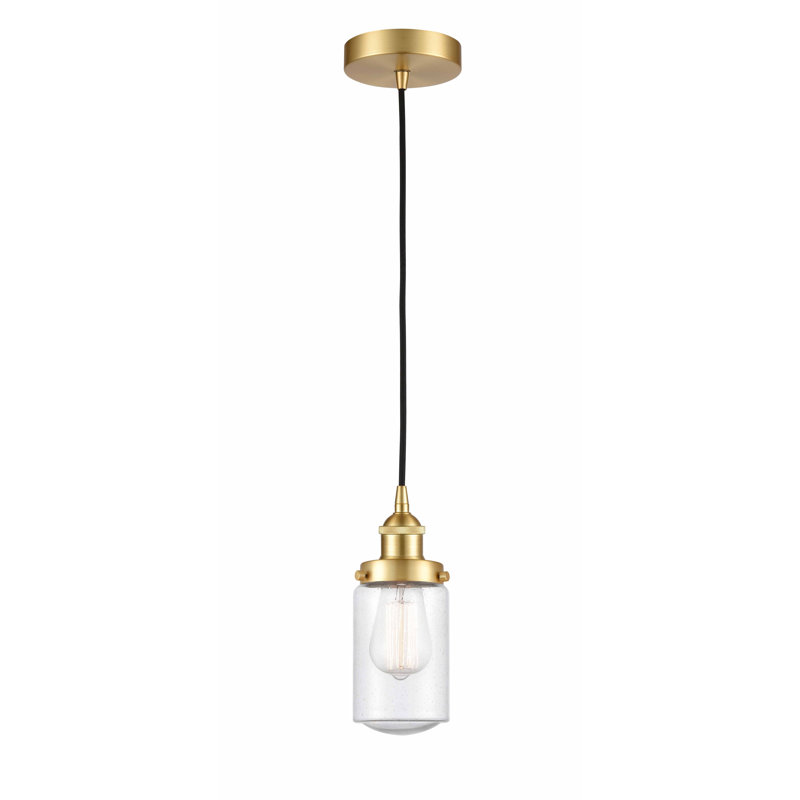 Luminaire suspendu cylindrique à 1 lumière Saroyan, Or satiné, Bullé