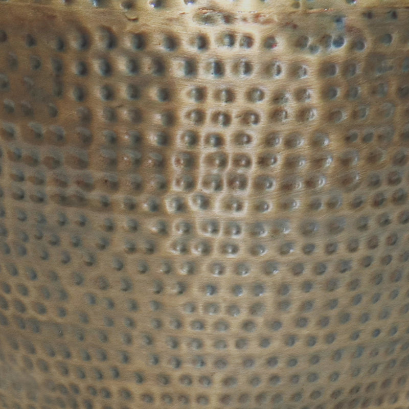 Preston 22" Antique Gold Hand-Hammered Metal Drum Side Table