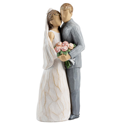 Statue peinte à la main d'un couple de jeunes mariés, 20 cm de hauteur