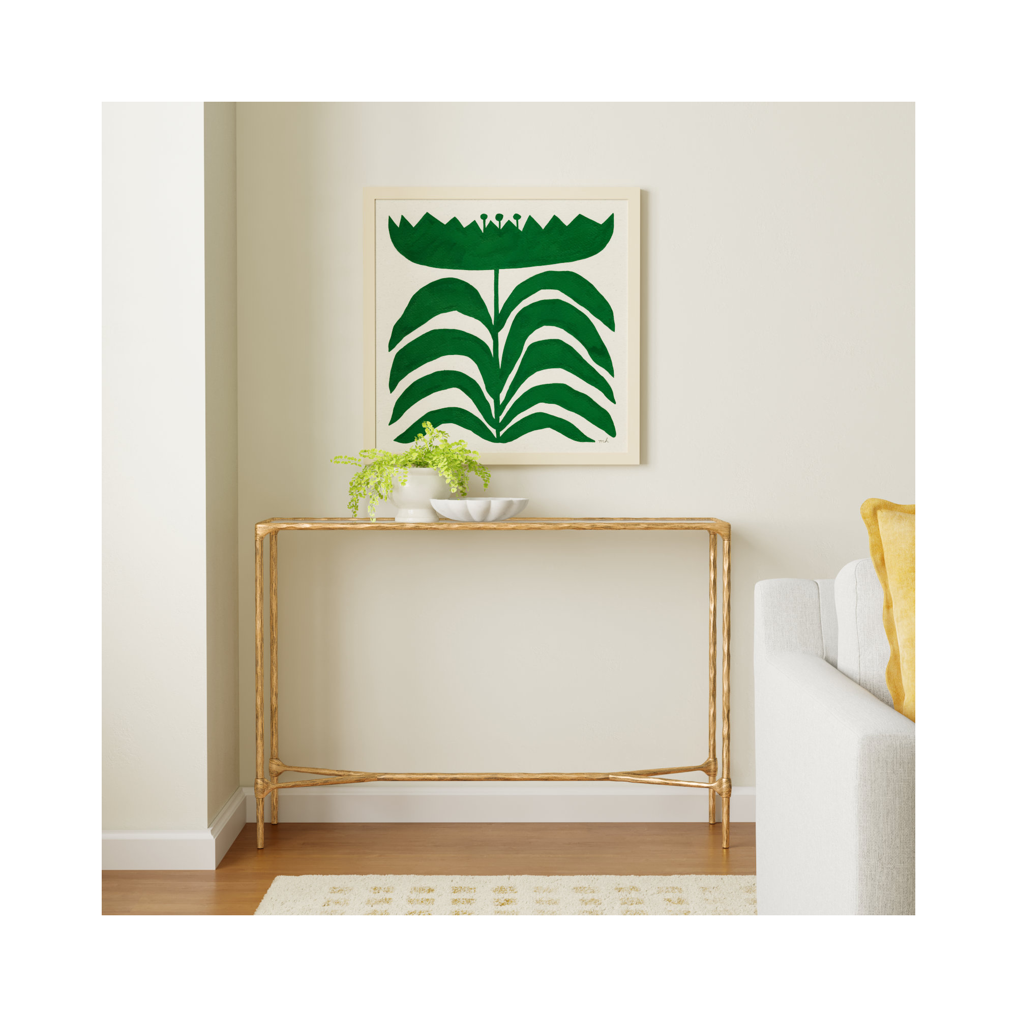 Sewall Metal And Glass Console Table, Brass