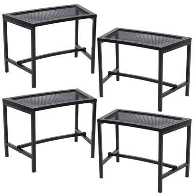 Haywood Mesh Metal Patio Fire Pit Bench