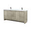 Meuble-lavabo double 72 po Rustic X P 20 po D, dessus en quartz blanc et robinet en métal