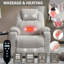 Fauteuil inclinable électrique en polyester - massage 8 points, chauffage lombaire, USB / Type-C, porte-gobelets en acier-1586863166