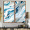 «Blue and White Snowy Serenity - Crème», reproduction d'art moderne sur toile