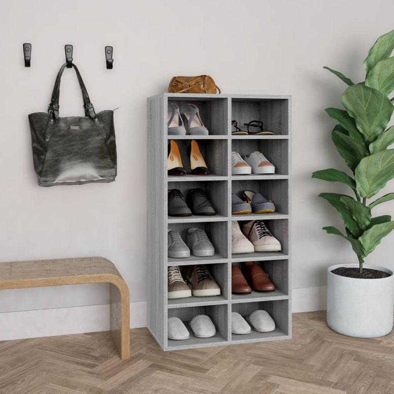 12 Pair Shoe Rack, Sonoma Grey