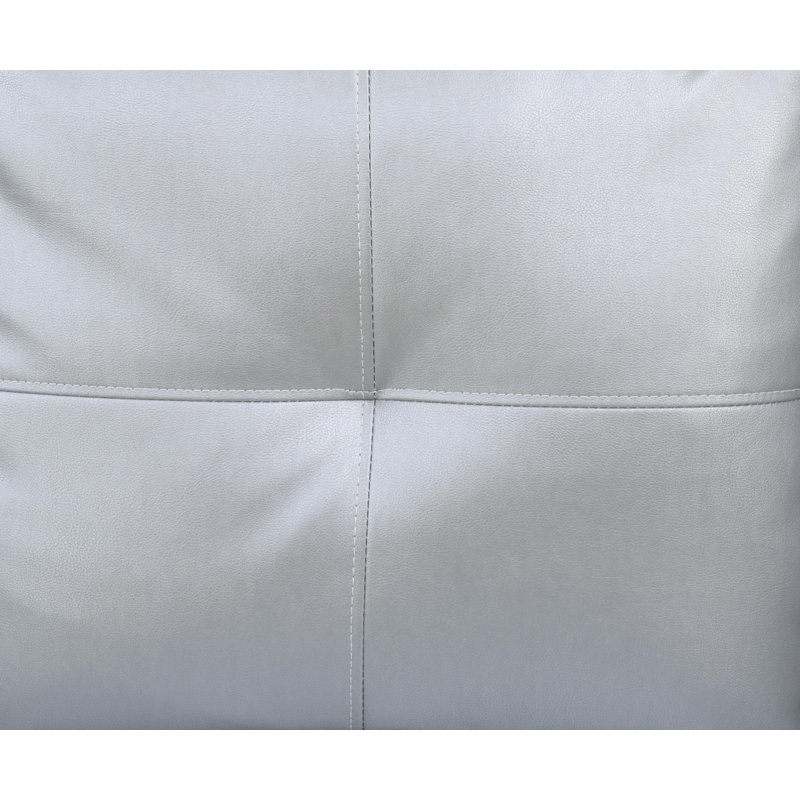 Faux Leather Storage Ottoman, Silver Gray Faux Leather