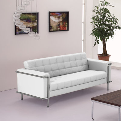 HERCULES Lesley Series Contemporary LeatherSoft Double Stitch Detail Sofa with Encasing Frame