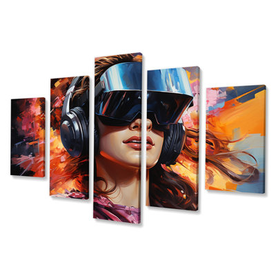 Video Game Virtual Adventure Portrait II - Entertainment Canvas Print - 5 Panels