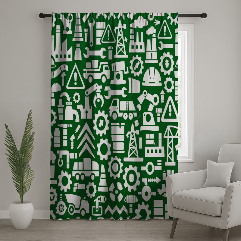 Rideaux à motif industriel, voilages et voilages à motif industriel - 1 panneau, 50" x 80" - 1 Panel, Blockout