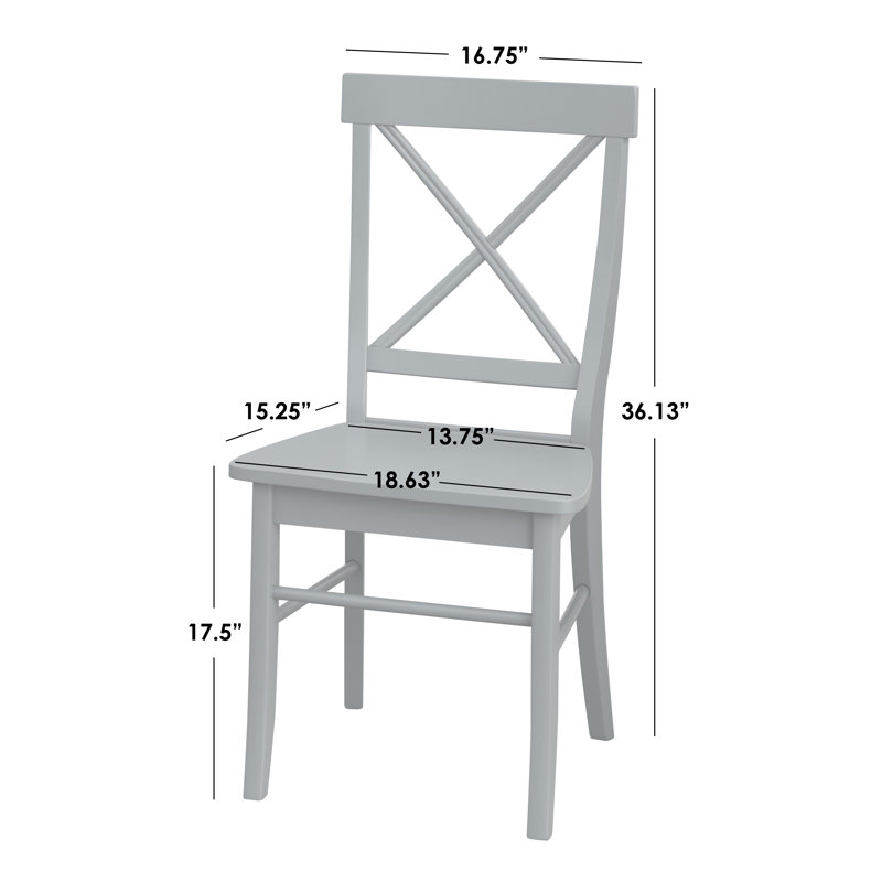 Chaise d'appoint à dossier croisé en bois massif Bellmead, Bleu sarcelle