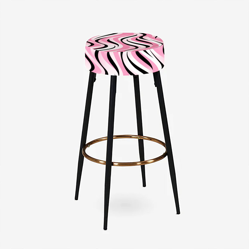 Ensemble de 2 tabourets de bar rayés Pink Zebra