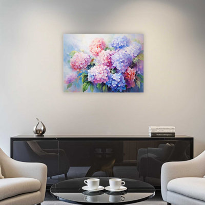 Impression sur toile mauve, hortensia rose et mauve, décoration moderne de qualité supérieure, 24 x 32 po