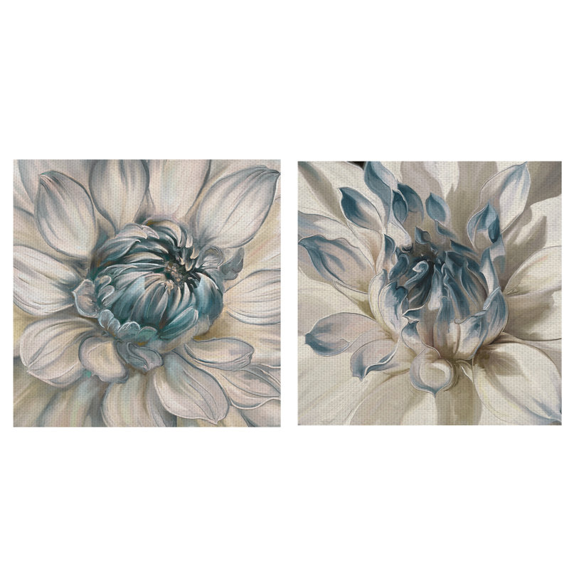 « diurne dahlia i blue »-ensemble de 2 reproductions d’art sur toile non encadrée, H 24 po x l 24 po x P 1,5 po