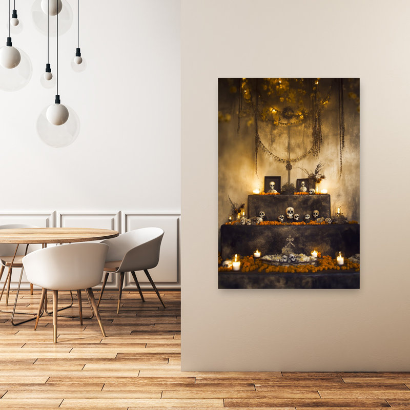 «Warm Dasa De Muertos», autel traditionnel de fleur de souci, art mural, H 48 po x l 32 po